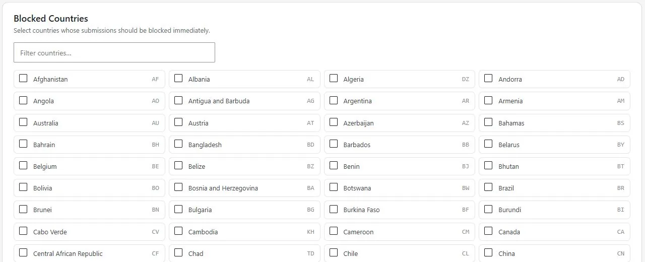 Spam Guard geo blacklist